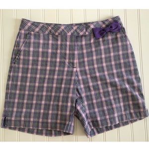 Lady Hagen golf short plaid stretch with bow SZ 10